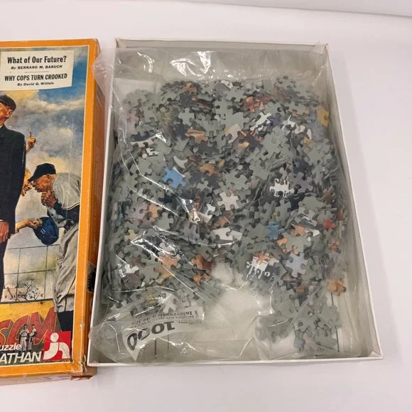 🇺🇸 Vintage Nathan 1000 Piece Puzzle Norman Rockwell Three Umpires SEALED BAG - Picture 3 of 11
